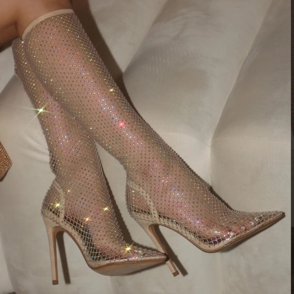 Rhinestone Crystal Heels Boots